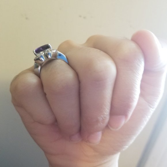 Heart Engagement ring - size 5 - amethyst and CZ - Picture 13 of 15
